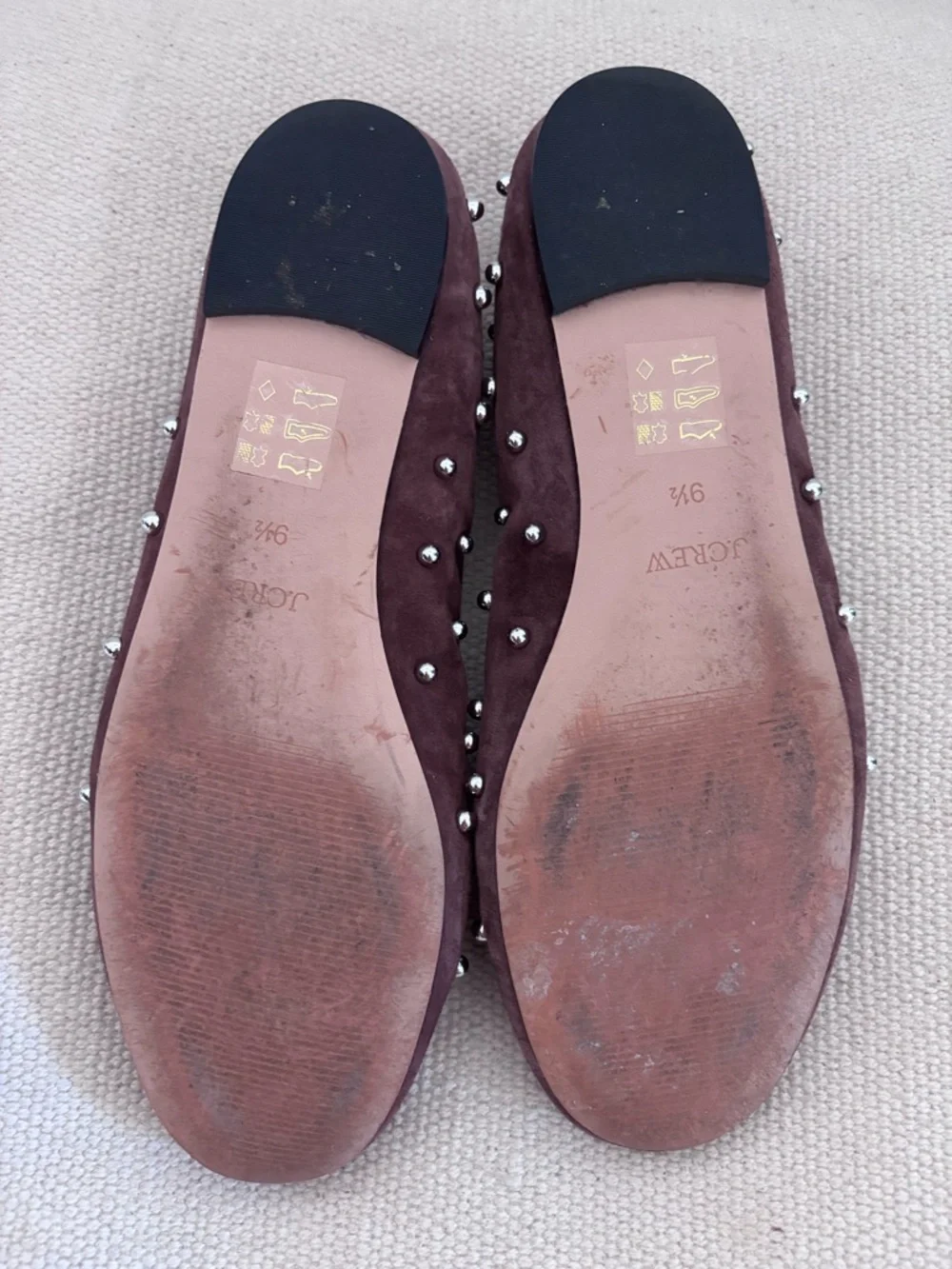 J.Crew Andi Ballet Flats in Beaded Suede – Brown Embellished Shoes 9.5 EUC